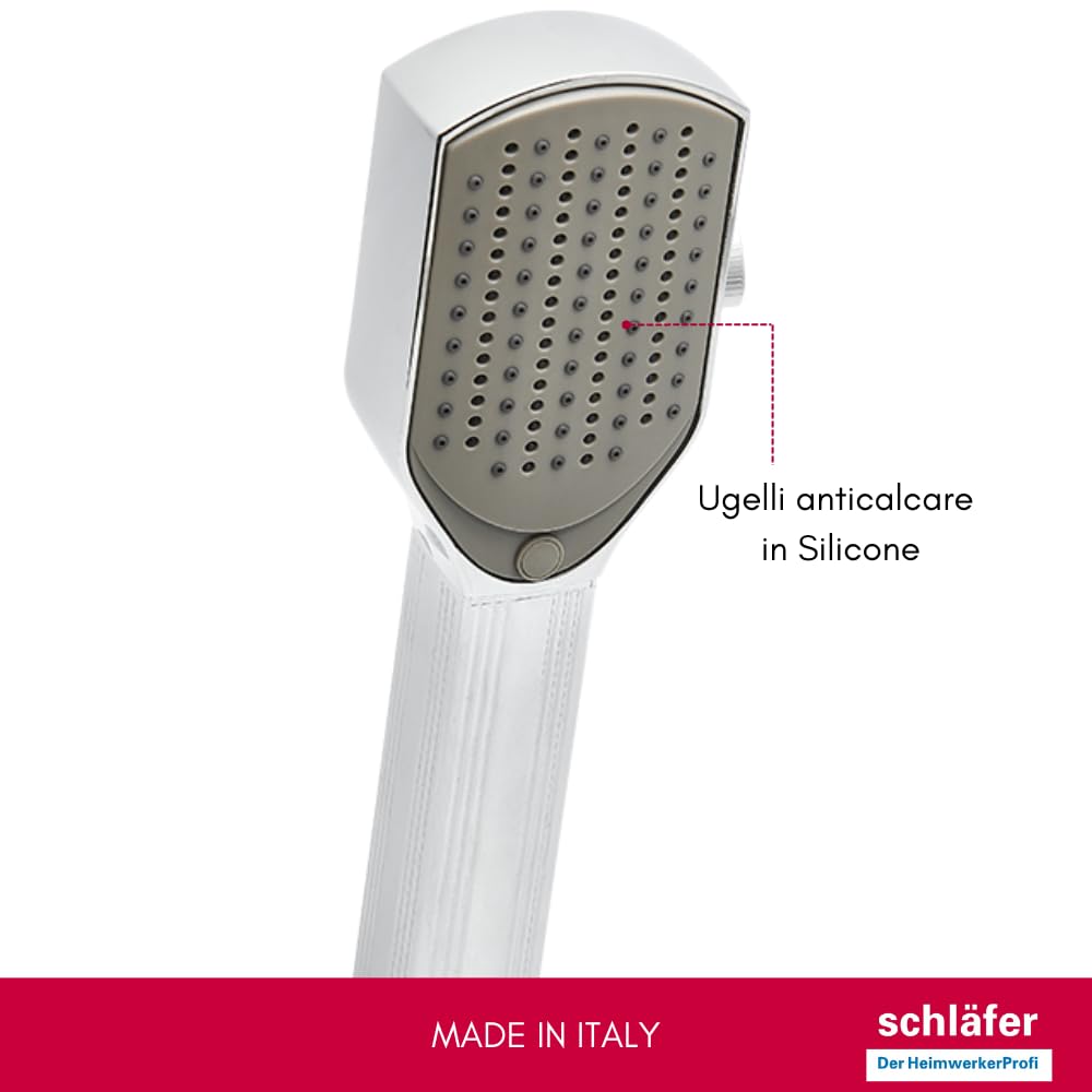 Schläfer 1303900 | Cabezal de ducha con cepillo y lima para mascotas | Cepillo de baño y peine para perros, gatos | Cabezal de ducha, pulverizador en ABS cromado