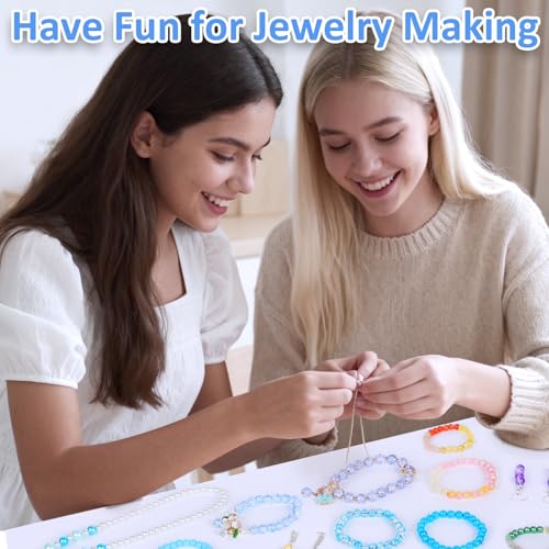 Image of XSEINO About 1200PCS 6mm Glass Beads Bracelet Making Kit,24 Assorted Dreamy Blue Ocean Series Colorful Crystal Beads for Bracelet and Jewelry Making and DIY Crafts,Friendship Bracelets