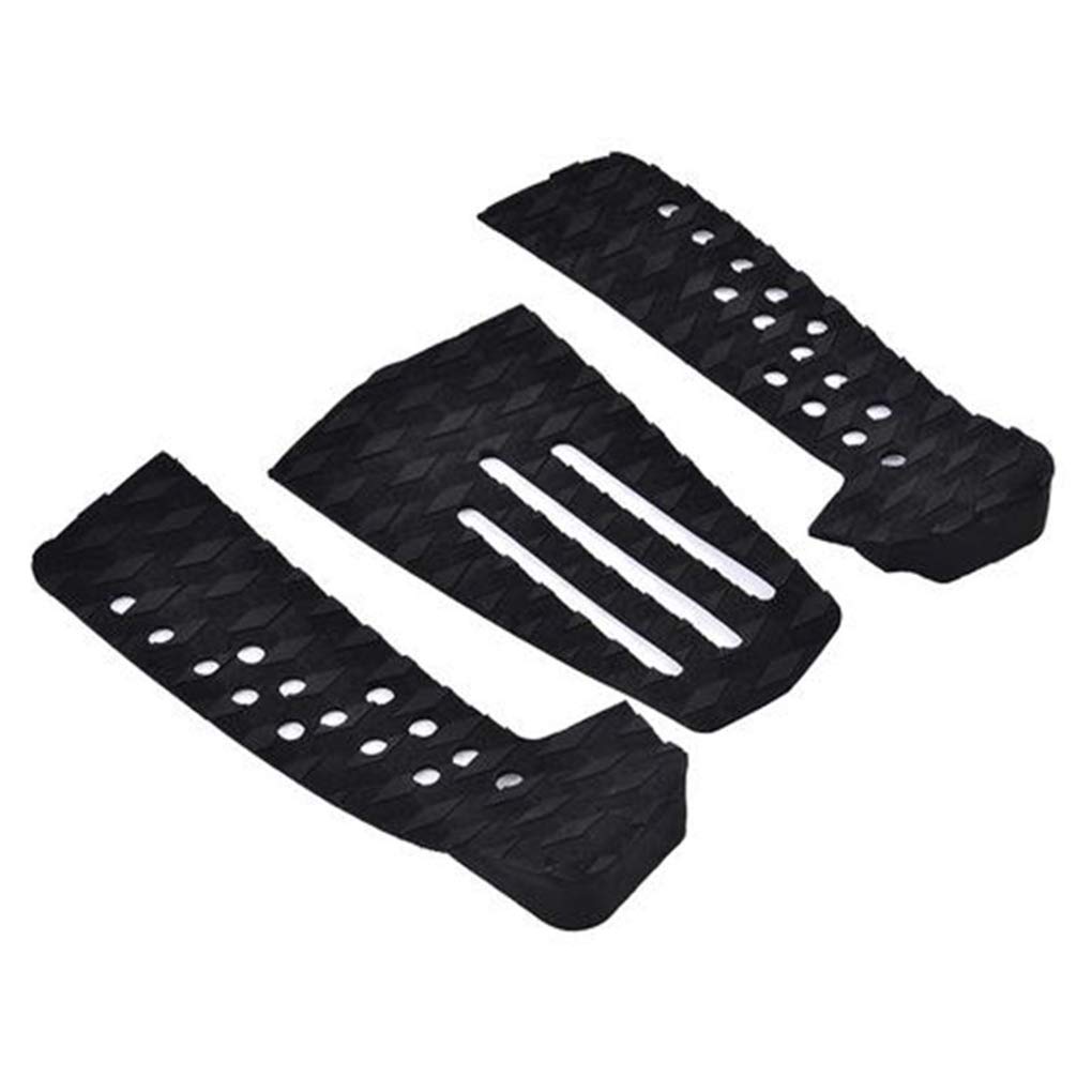 3 Set 3 Stück Surfboard Traktionspad Stomp Pad Surfbrett rutschfeste EVA Schwanzmatte Fußgriff Surfen Zubehör 3 Streifen schwarz 3 Linien