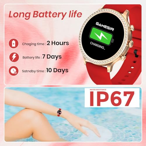 Image of GameSir Newest & Luxury Round Dial GEN 12 Smart Watch 1.69 inch AMOLED Display with High Resolutions Bluetooth Calling Multiple Watch Faces & Sports Mode Smartwatch for Women & Men (Red)