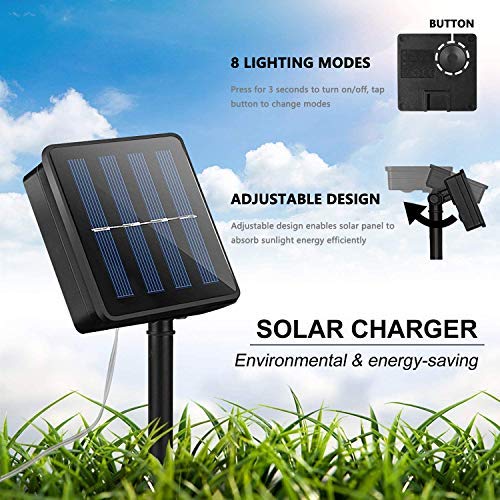 LED Solar String Light PVC Rope Outdoor 100 LED 33ft Waterproof for Holiday Christmas Party Home Yard Patio Road Tree Balcony Decoration Rope Lights (Cool White)