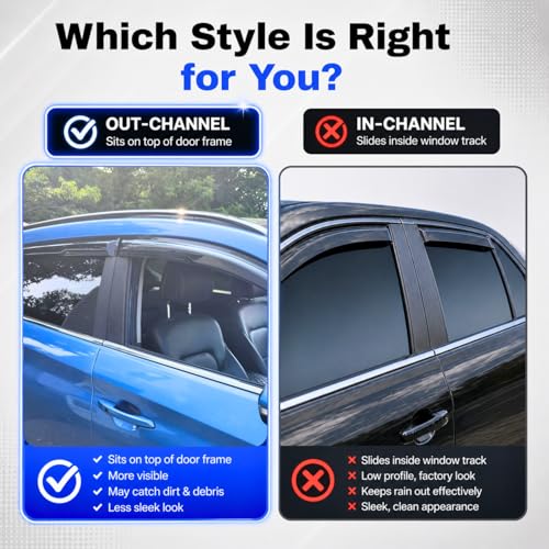 Image of IG Window Visors Fit for 2001-2005 Honda Civic, Out-Channel Rain Guards Vent Wind Deflectors 4PC, Car Accessories for 01-05 Civic (Sedan Only)