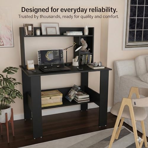 Image of Spyder Craft Portable Work from Home Study Desk Engineered Wood Office Table Engineered Wood Multipurpose Table (Free Standing, Finish Color - Black, DIY(Do-It-Yourself))