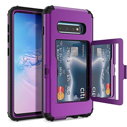 Ne perdez plus vos cartes avec l'étui portefeuille Galaxy S10 violet antichoc triple couche miroir