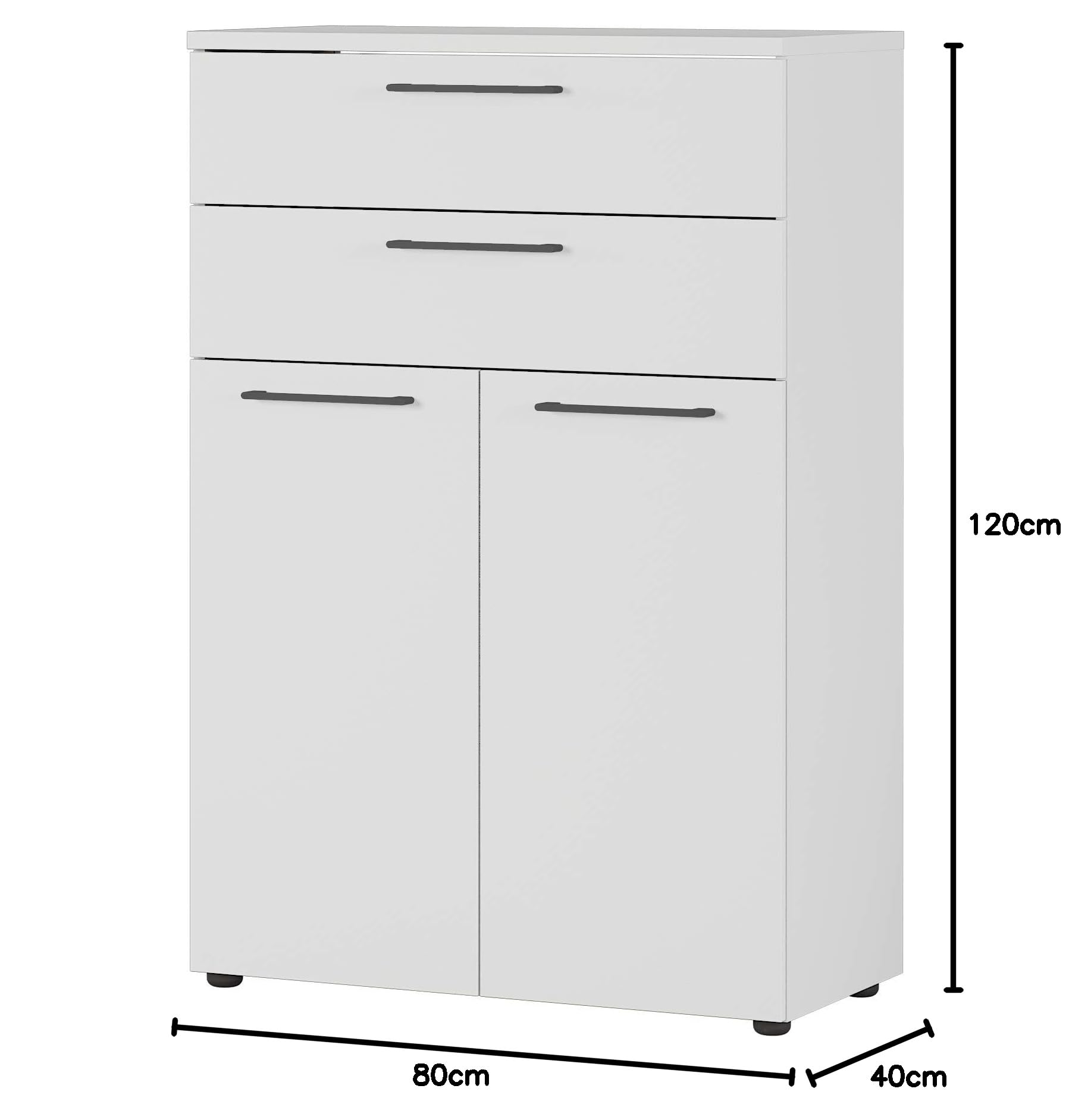 Aktenschrank Arlington, ideal für Home Office, in Lichtgrau, mit Schubladen, 80 x 120 x 40 cm (BxHxT)