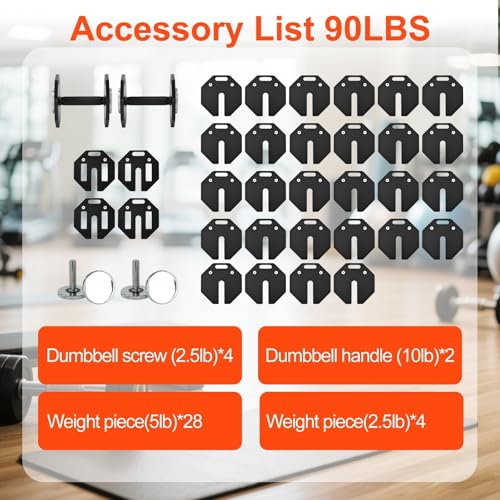 Image of Adjustable Dumbbell Sets, Each 50 /80 /90 /120LB Pairs Durable Steel Build, Free Weights Dumbbells Set of 2 with Anti-slip Handle, For Full Body Home Gym Workout Home Strength Training Equipment 50 /80 /90 /120LBSX2