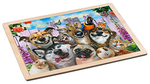 Philos 9001 - Holz-Rahmenpuzzle Pets Selfie 48 Teile