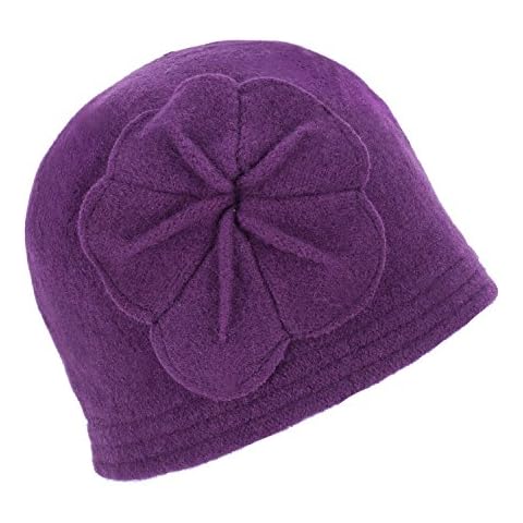 Lawliet Women Ladies Wool Winter Hats Beanies Cloche Cap Bucket Skullies Floral Hats for Women (Purple) Cover
