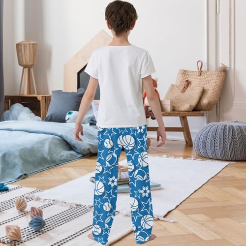 Boy's Pants Sports Ball Pattern Jogger Pants Elastic Waist Long Bottoms Trousers with Pockets 6-14 Years3