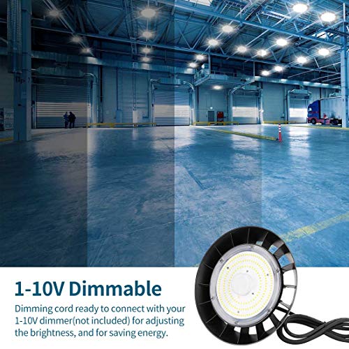 Xbuyee Ufo Led High Bay Light 150W 19500Lm Replacing 600W Hid, 1-10V Dimmable, Hook Mount High Bay Led Shop Light With Us Plug 5' Cable, Commercial Warehouse Workshop Lighting, Etl Listed 4 Pack #TOP2