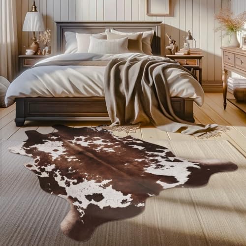 Faux Cowhide Cow Print Rug: 4.6 x 5.2 Feet Cow Hide Animal Print Area Carpet Large Western Decor for Living Room Bedroom (4.6 * 5.2ft) Faux Cowhide Cow Print Rug: 4.6 x 5.2 Feet Cow Hide Animal Print Area Carpet Large Western Decor for Living Room Bedroom (4.6 * 5.2ft)