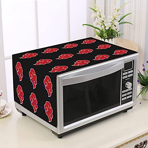 Bettop Anime Red Cloud Pattern Microwave Oven Cover Dustproof Cotton Machine Protector Decorative Kitchen Appliance Cover With Side Storage Pockets 13.8x37.4 Inches, One Size
