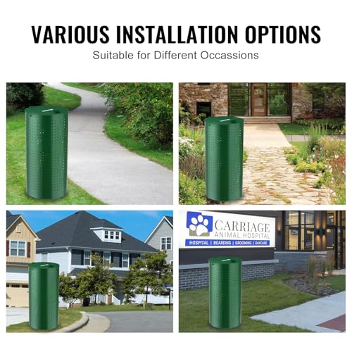 Image of VEVOR Dog Poop Trash Can With 50 Liner Bags, 11.5 Gallons Outdoor Waste Bin With Lid & Liner Clip for Pet Waste Station, Disposal Container for Garden Backyard Park