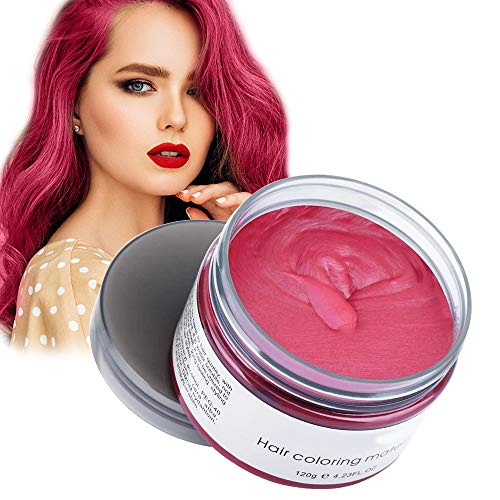 Hair Color Dye,Temporary Hair Wax Color,Hair Wax Washable Hairstyle Cream 4.23 oz,Natural Hair Dye Hair Clay Cream for Men Women Kids Party Cosplay(Red)