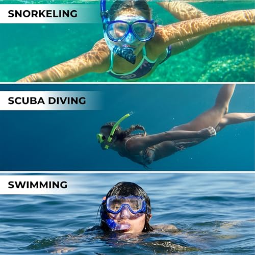 Image of Nivia Pro Dive 2.0 Diving Set for Unisex Kids and Adults, Snorkle Set with Swimming Goggles, Swimming Mask Diving Goggles with Silicone Strap, Snorkel Mask for Underwater Sports Diving (Blue)