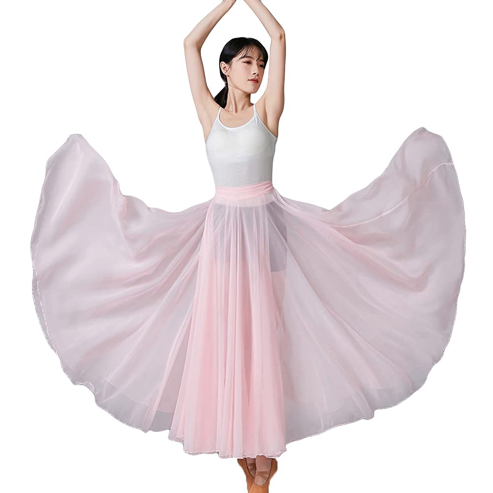 MISSMAO Jupe Longue Élégante pour Danse du Ventre Jupe Danse Orientale Couleur Unie Jupe Plissée Verstellbare Taille Jupon Tulle Élégant Vêtements de Danse Costume Danse Orientale