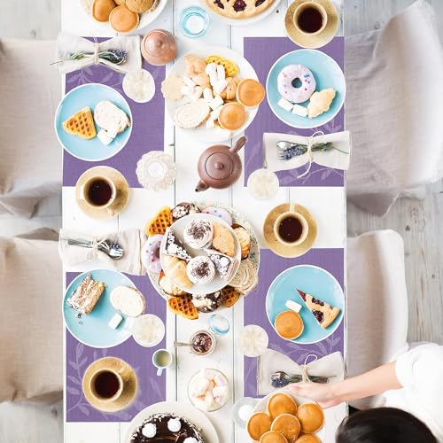 Image of Potency Table Mats Set of 4, Woven Placemate for Dining Table, Heat-Resistant Placemats Stain Resistant Anti-Skid Washable PVC Table Mats,Vinyl Placemats for Dining Kitchen Restaurant Table (C-Purple)