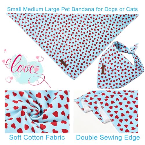 Image of Valentine's Dog Bandana, UP URARA PUP Soft Cotton Adjustable Pet Scarf for Small, Medium, and Large Dogs, Cute and Comfortable Dog Accessory,L