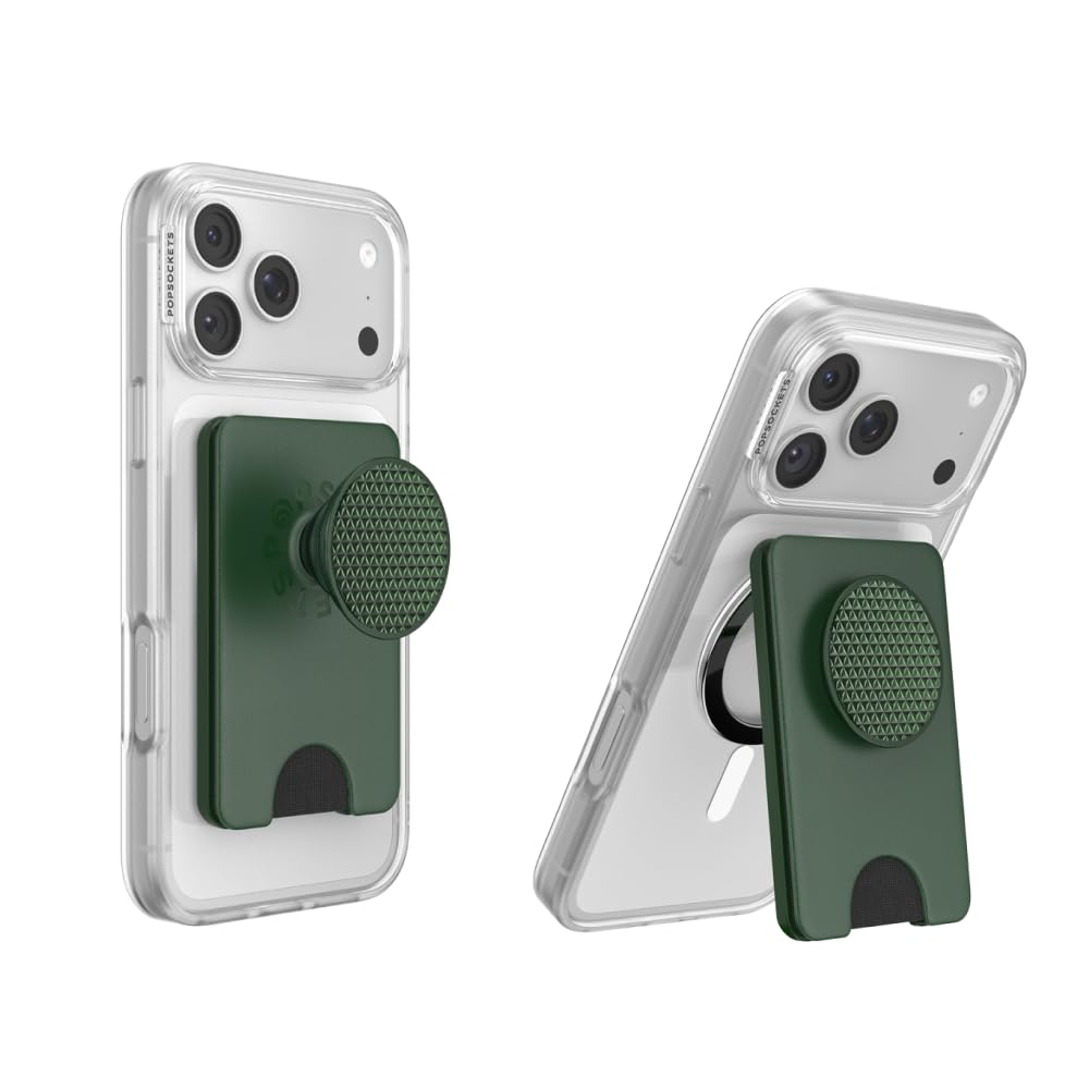 PopSockets Kick-Out Wallet for MagSafe, Kickstand- Knurl Forest