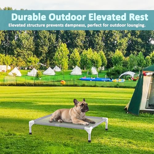 Elevated Dog Bed with Teslin Cooling Fabric - Lightweight Dog Cot for Medium Dogs, Waterproof & Washable Breathable Mesh, Raised Pet Bed for Indoor Outdoor Use, Anti-Slip, Easy Clean by Dopliv - Image 7