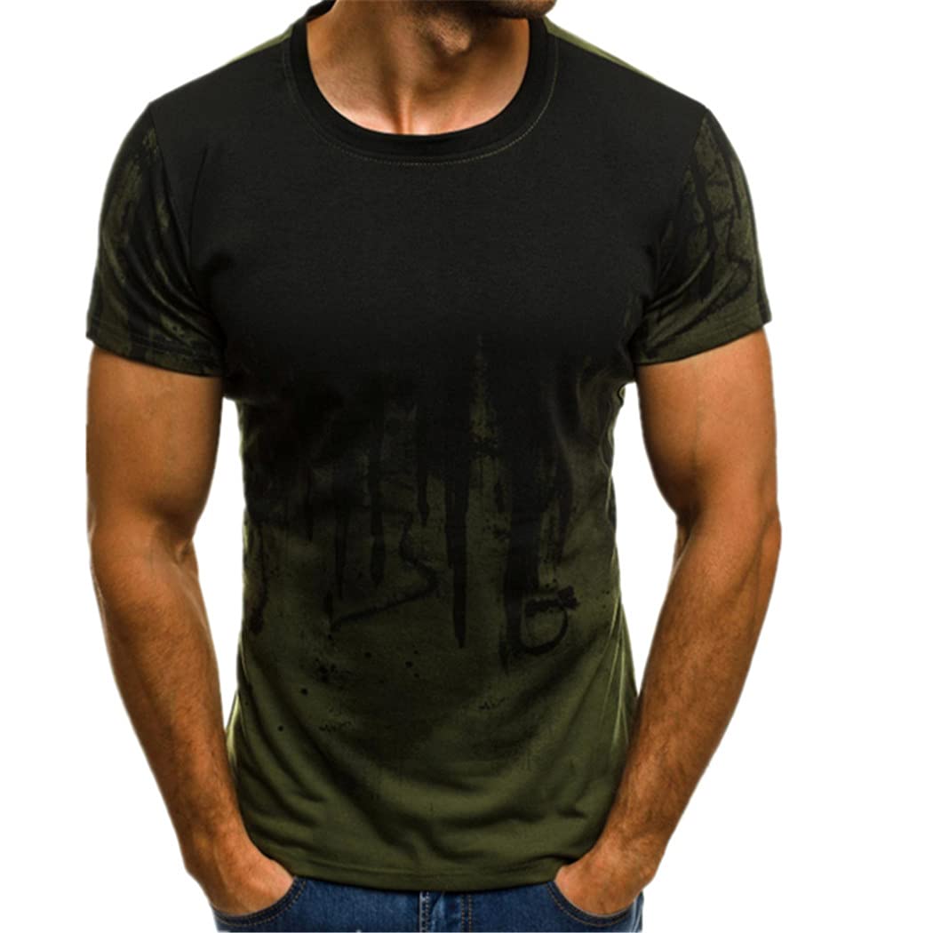 3D Druck T-Shirt Anzug 2 Teilig Herren Sportanzug Basketball Sport Fitness Kurzarm und Hosen Anzug, Grün 1, XXL