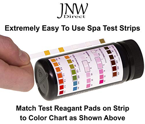 JNW Direct Spa Test Strips for Hot Tubs - 100 Count, Best Kit for Accurate Water Quality Testing at Home, 5 in 1 Hot Tub Testing Strips, Free App & Ebook Included - Thumbnail 2