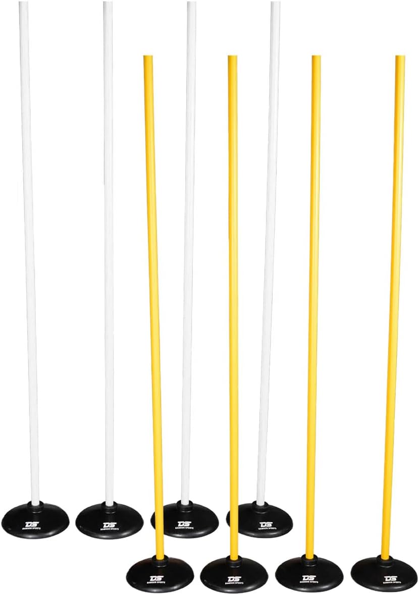 DAWSON SPORTS Rounders Base and Pole Set (Set of 4), Agility Training Pole with Base, Slalome Pole Great for Speed Training with Rubber Base - Color may vary