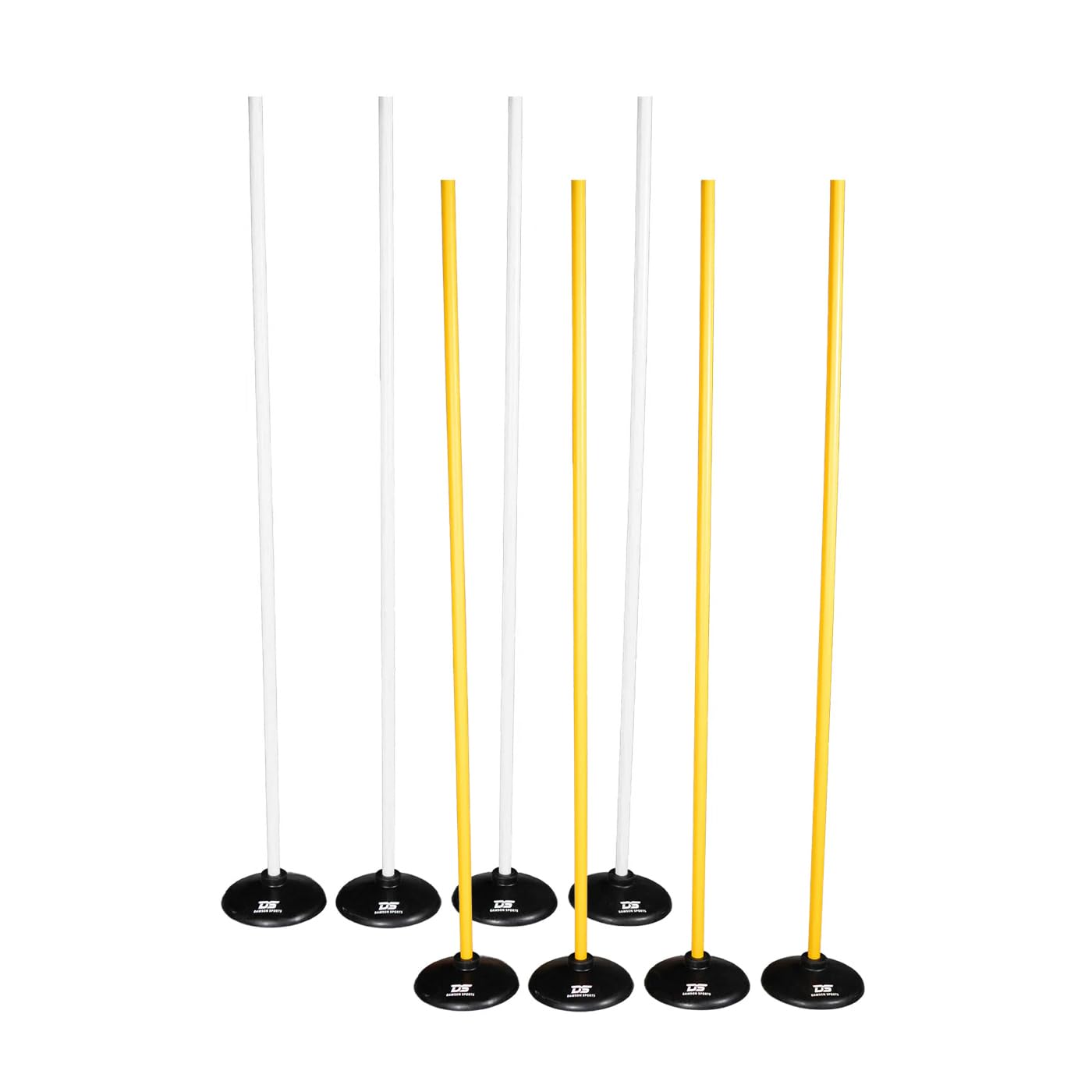 DAWSON SPORTS Rounders Base and Pole Set (Set of 4), Agility Training Pole with Base, Slalome Pole Great for Speed Training with Rubber Base - Color may vary