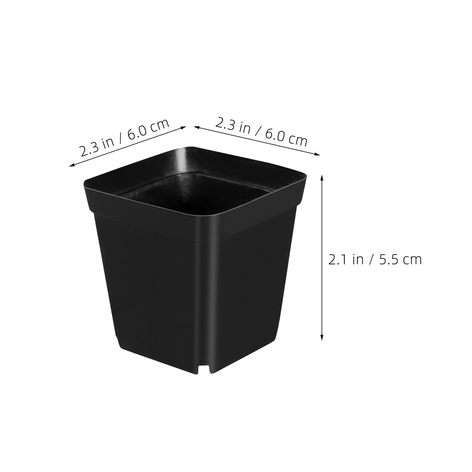 VICASKY Lot de 100 Godets Carrés en Plastique Noir 55 CM Drainage – Pots de Semis Réutilisables pour Plantes D’Intérieur Jardinage de Légumes et Succulentes Jardinières Réutilisable