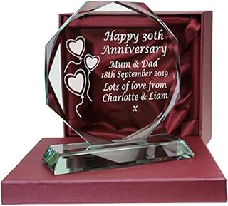 De Walden 30th Pearl Wedding anniversary Engraved Presentation Cut Glass 30 Years gift