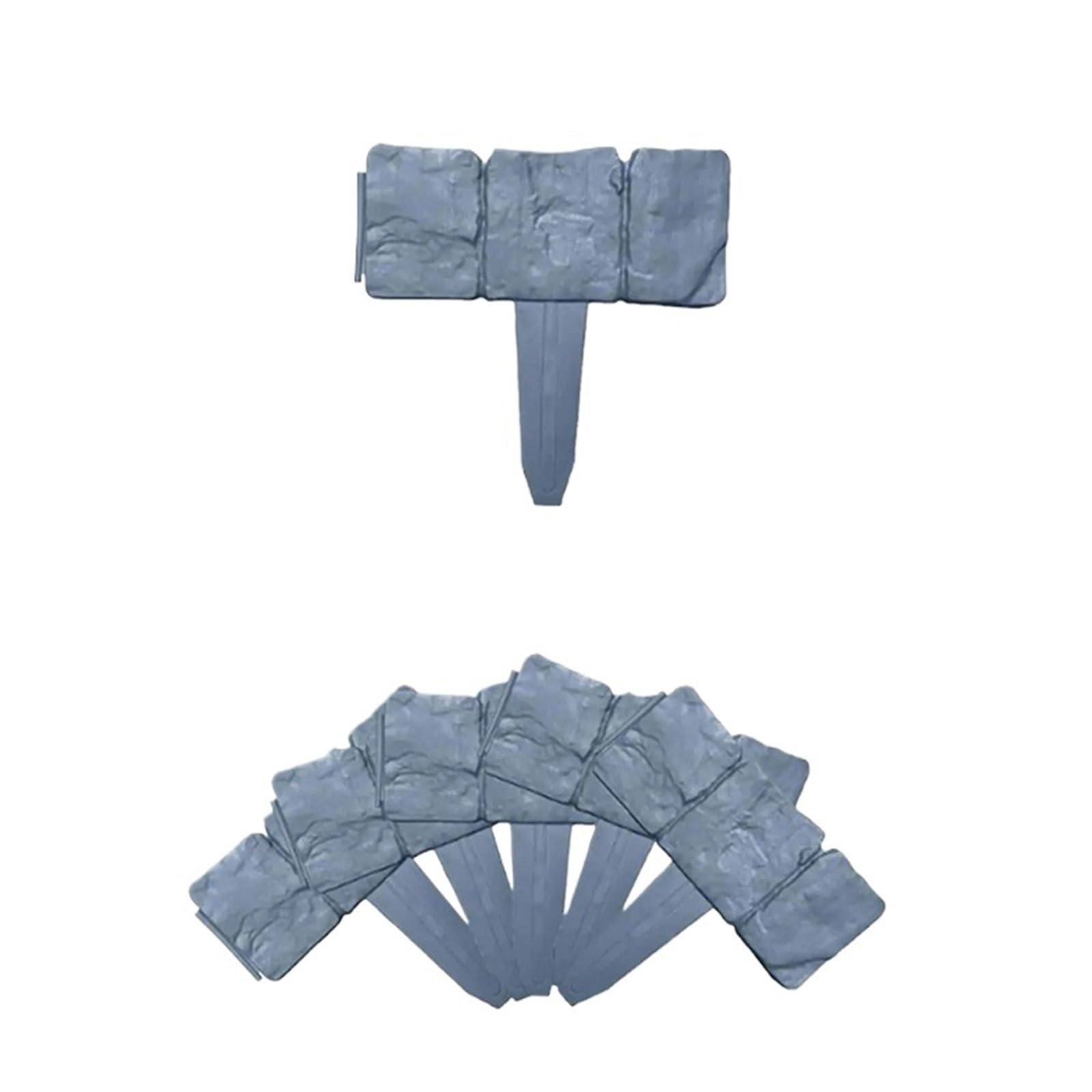 Dqzrtueca 5Pcs Edging Kit, Imitation Stone Garden Landscape Lawn Edging Border Fence, 5 Pcs Plant Support Stake 25*(10+13) Cm