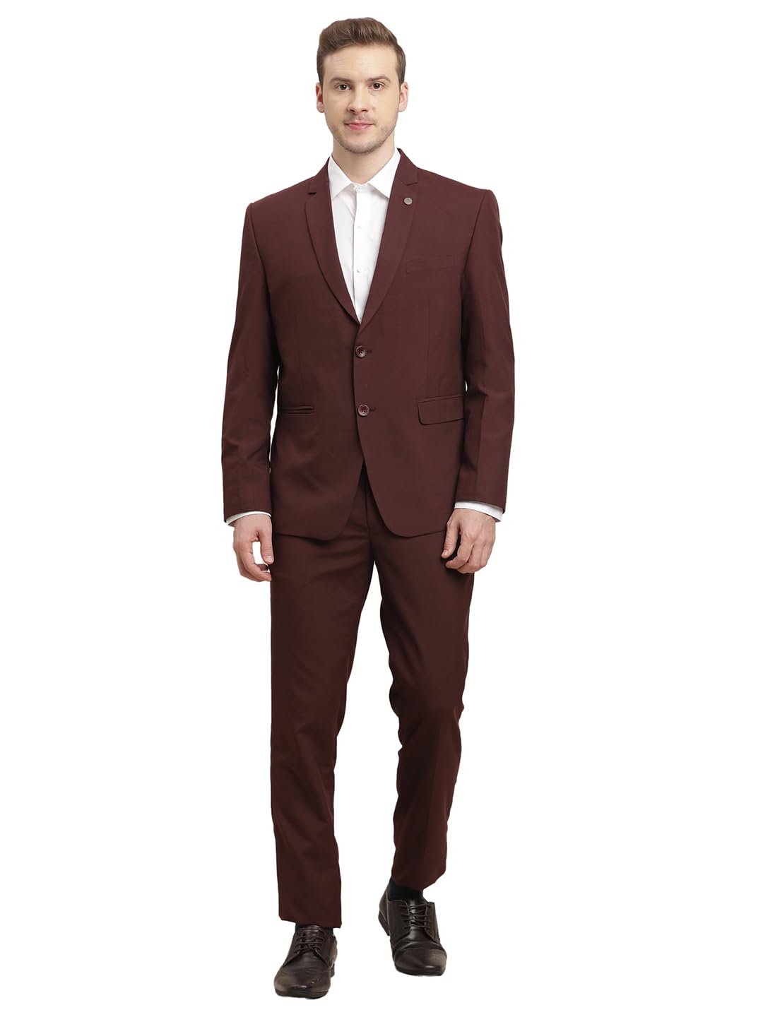 turtle Men Brick Red Polyviscose Solid Ceremonial Suit (2 Piece)-picture-28