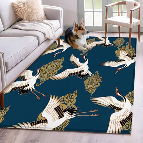 Tapete decorativo rectangular 3x5 de microfibra azul