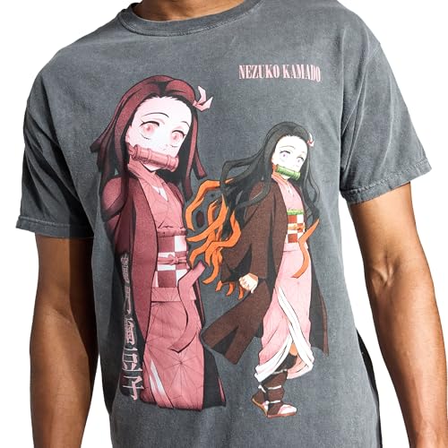 Demon Slayer Side-by-Side Nezuko Men's Black Crew Neck Short Sleeve T-Shirt4