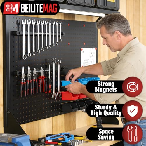 Image of Double Sided Magnetic Tool Holder, 17 Inch Heavy Duty Magnet Bar Strip with Extra Strong Magnets, Magnetic Tool Organizer for Garage, Warehouse, Workshop, Tool, Industrial (1 Pack)