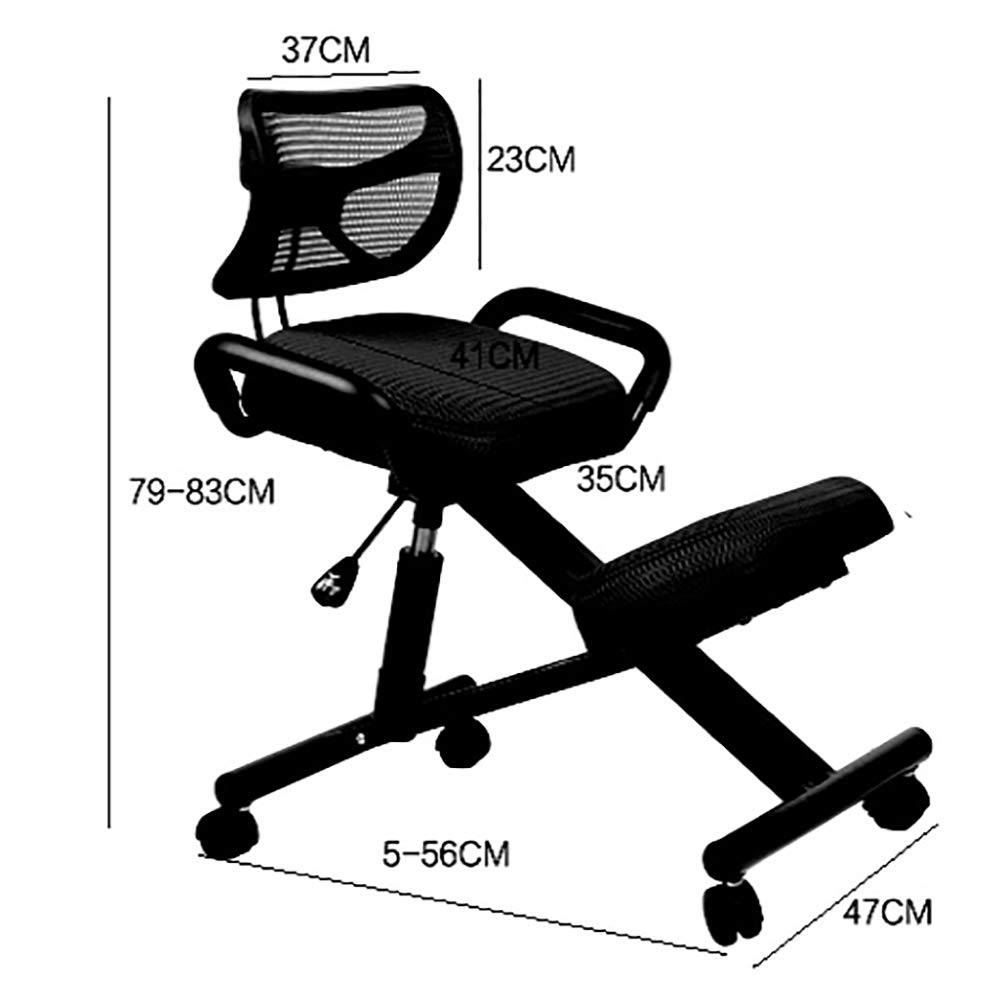 Ergonómico Silla De Rodillas, Gruesas Asiento Almohadilla con Asiento Trasero Ortopédico Manual Ajustar Rolling Ajustable Taburete para Una Mejor Postura.-Black PU Faux Leather