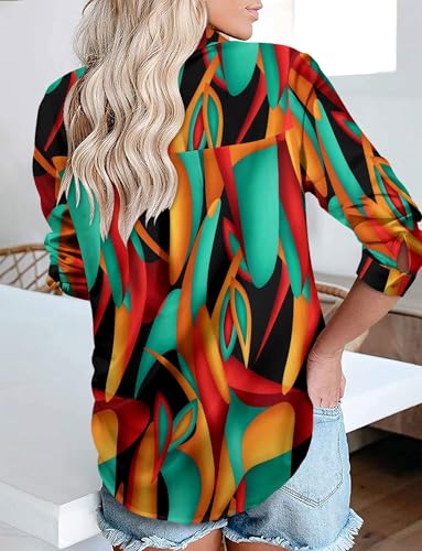 Image of Magritta Women's Shirts Fashion Casual Loose Fit Long Sleeve Button Down Lightweight Collared Blouse Tops