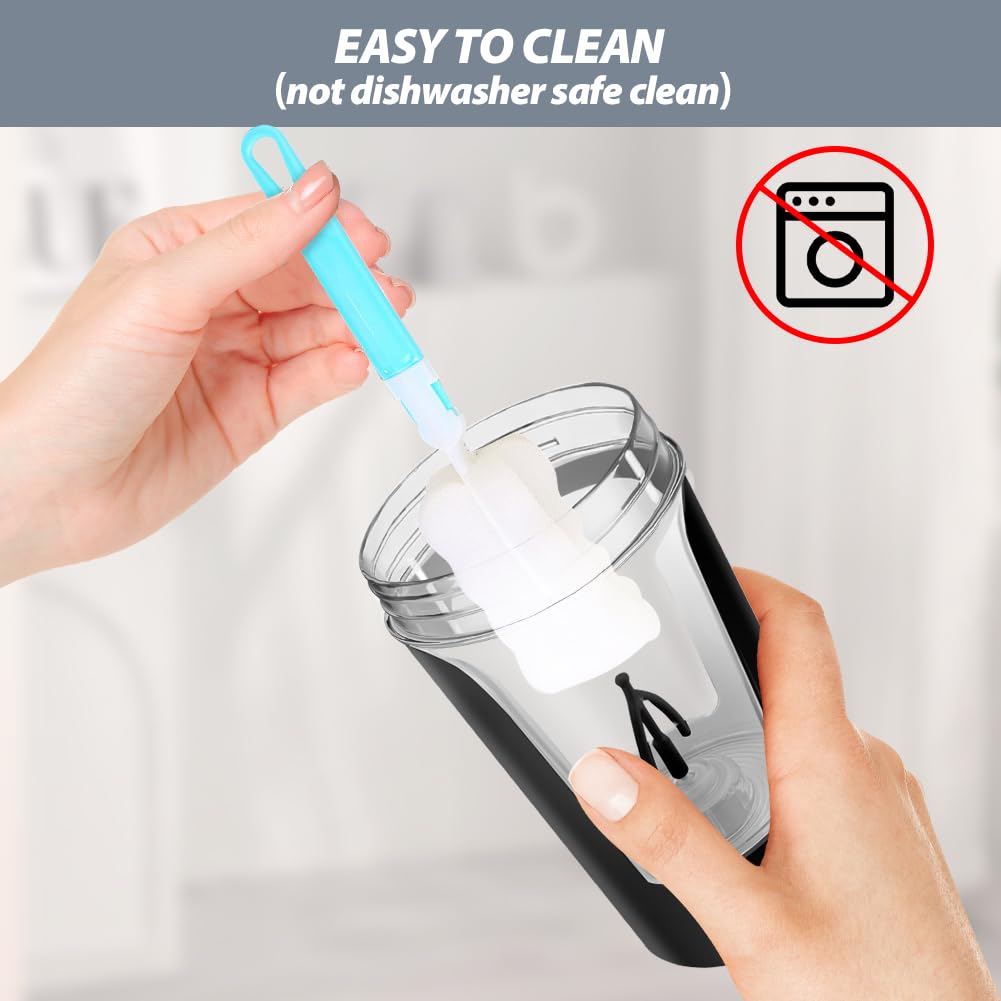 AOOWU Elektryczny shaker do białek, shaker do białek, ładowany przez USB, shaker proteinowy Vortex - 60+ shakes na jedno ładowanie, ze skalą pomiarową, nie zawiera BPA, 24 oz