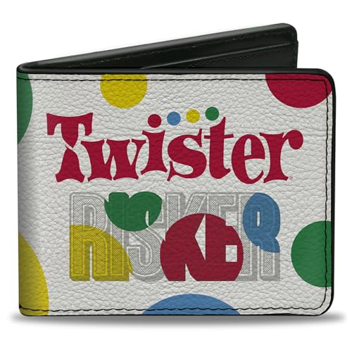 Buckle-Down Hasbro Wallet, Bifold, Twister Risker Circle Spots White Multi Color, Vegan Leather