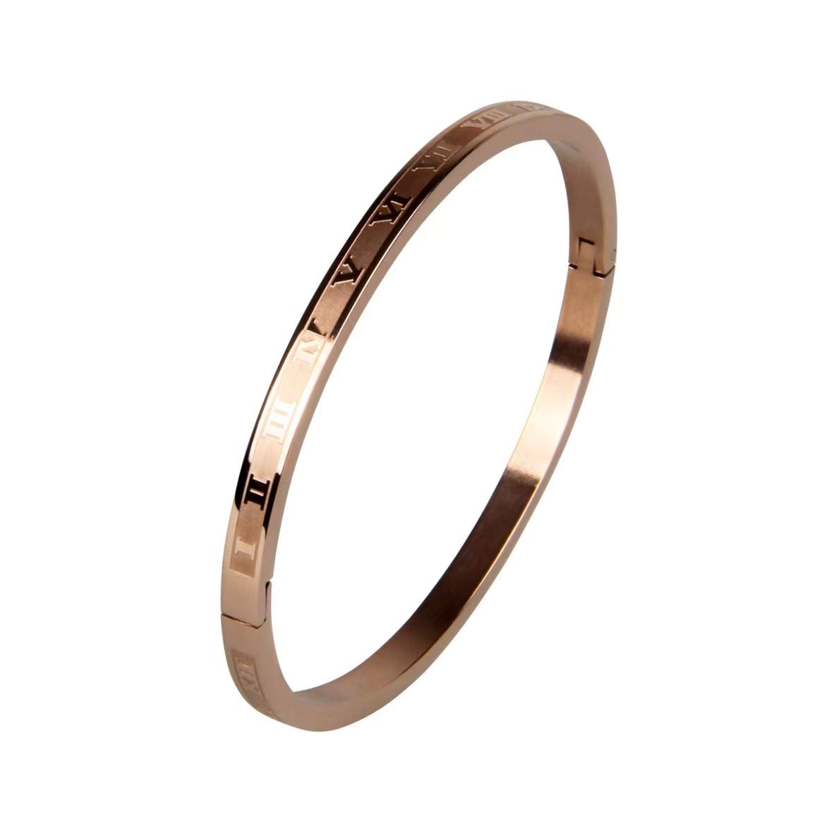 Jaline Gold Silver Rose Gold Plated Bracelets for Men Women Roman Numeral Bangle Bracelet Stainless Steel Personalized Engraved Unisex Gift (Rose-Gold 4mm Womens), runs small, Metal, not (B08D3JRW97) Amazon Price History, Amazon Price Tracker