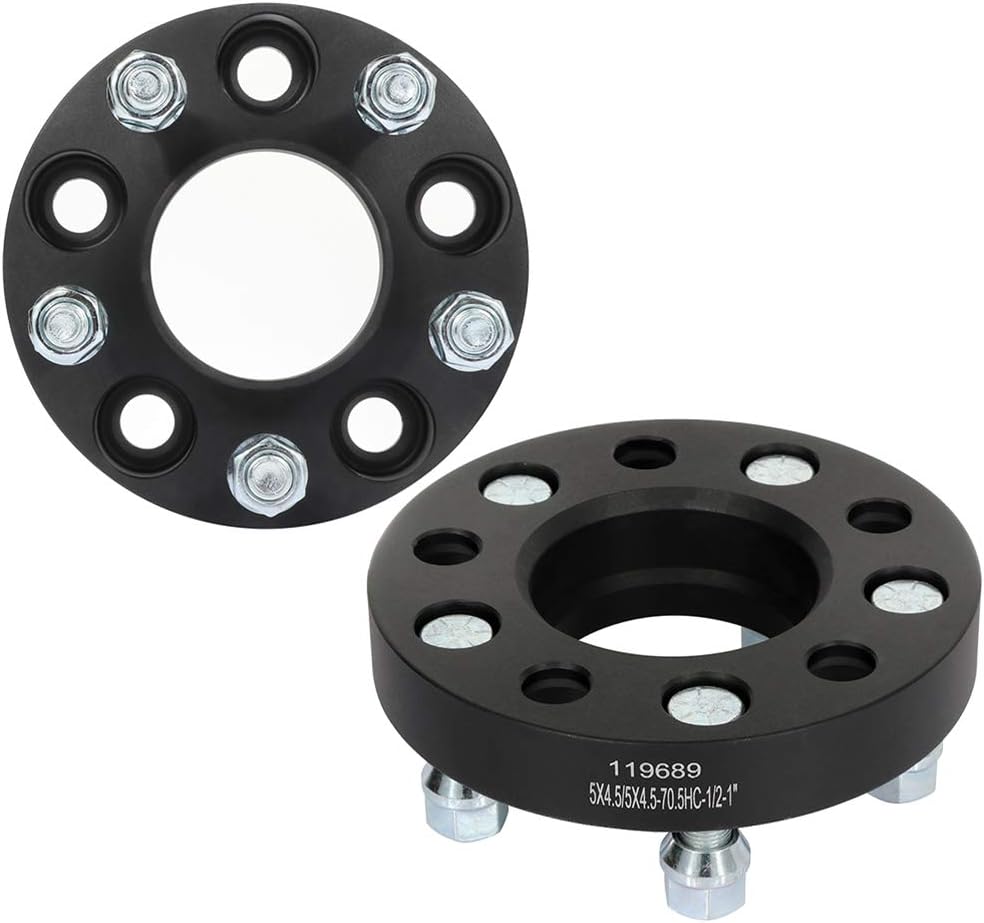 OCPTY 5x4.5 Wheel Spacers Adapters 1 inch Real Forged Spacers with 1/2" ThreadSize 70.5mm Hub Bore fits 1992-2011 for Crown Victoria 2PCS