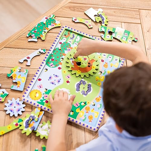 Melissa & Doug Wooden Animal Chase Jigsaw Spinning Gear Puzzle - Image 3