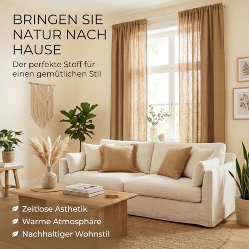 STOFFKONTOR Jute Sackleinen Meterware in Natur, 100% Jute, Robust & Flexibel verwendbar, ca. 130 cm breit, ca. 360 g/lfm