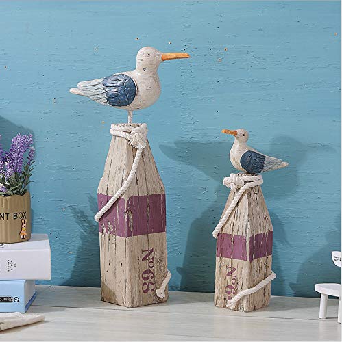 Seagull Statue Figurine Nautical Decoration, Rustic Indoor Outdoor Nautical Beach Theme Room Decor for Living Room Bathroom Home Decor Yard and Garden Statue 15.5Inch - Image 4