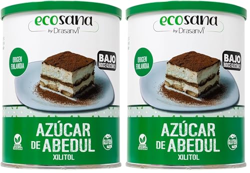 Drasanvi ECOSANA AZÚCAR ABEDUL CERTIFICADO BIO by - Bajo Índice Glucémico - VEGANO - SIN GLUTEN - 500g (Paquete de 2)