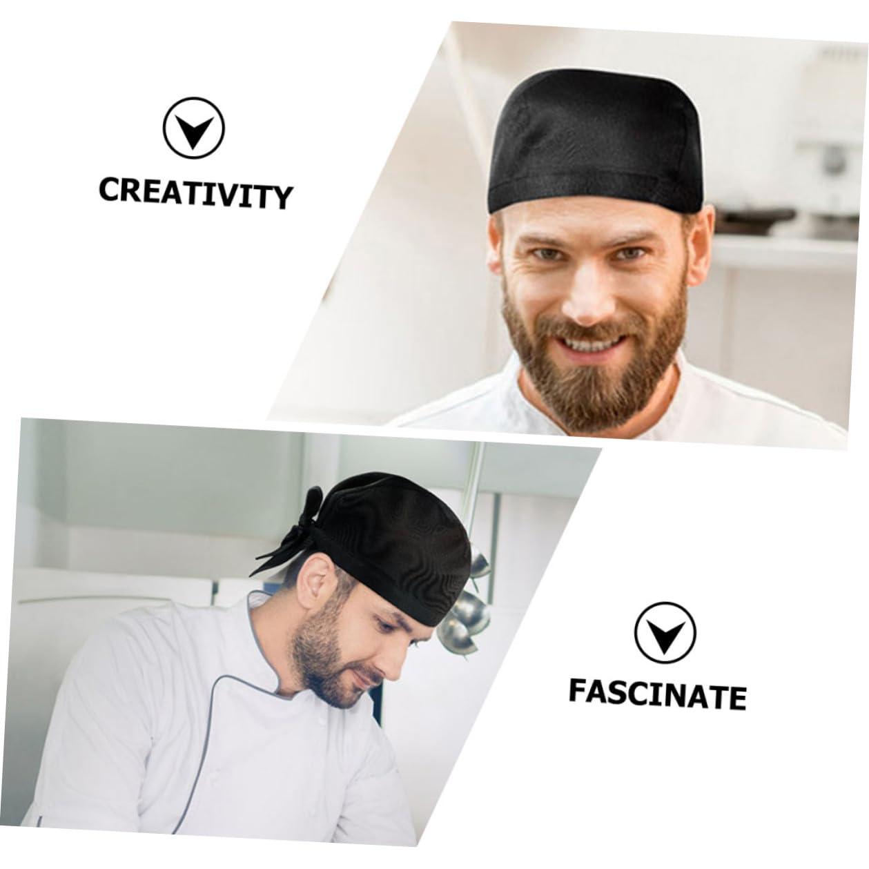 ORFOFE 8 Gorros de Chef Unisex Negros de Algodón para Cocina y Barbacoa, Diseño Japonés Cómodo Que Aporta Profesionalismo y Estilo Simple