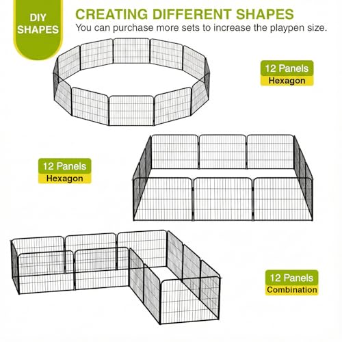 Image of BestPet Dog Playpen 24 Inch 12 Panels Heavy Duty Metal Pet Exercise Pen Without Door Indoor Outdoor Fence Panels Anti-Skid Expandable Design