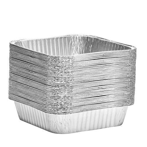 Image of 8x8 Disposable Aluminum Pans With Lids - 50 Pack Foil Pans For Cooking, Baking Cakes, Roasting & Homemade Breads - Disposable Food Containers With Foil Lids