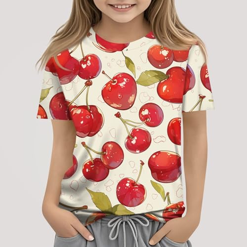 Girls' Graphic Tees Short Sleeve Summer Casual Fashion T-Shirt Tops, Ages 1-123