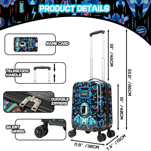 Image of Kid's Luggage Set 5 Piece Suitcase Set 16 inch Hardside Luggage with Spinner Wheels Boys Carry on Luggage Travel Rolling Luggage Airline Approved